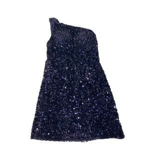 VNAIX Blue Sparkly One Shoulder Mini Wedding Dress Formal Prom Homecoming Size 2